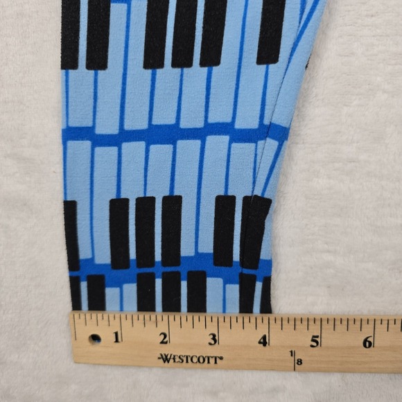 Lularoe OS One Size Leggings Two‎ Tone Blue Black Piano Keyboard Keys - Picture 2 of 8
